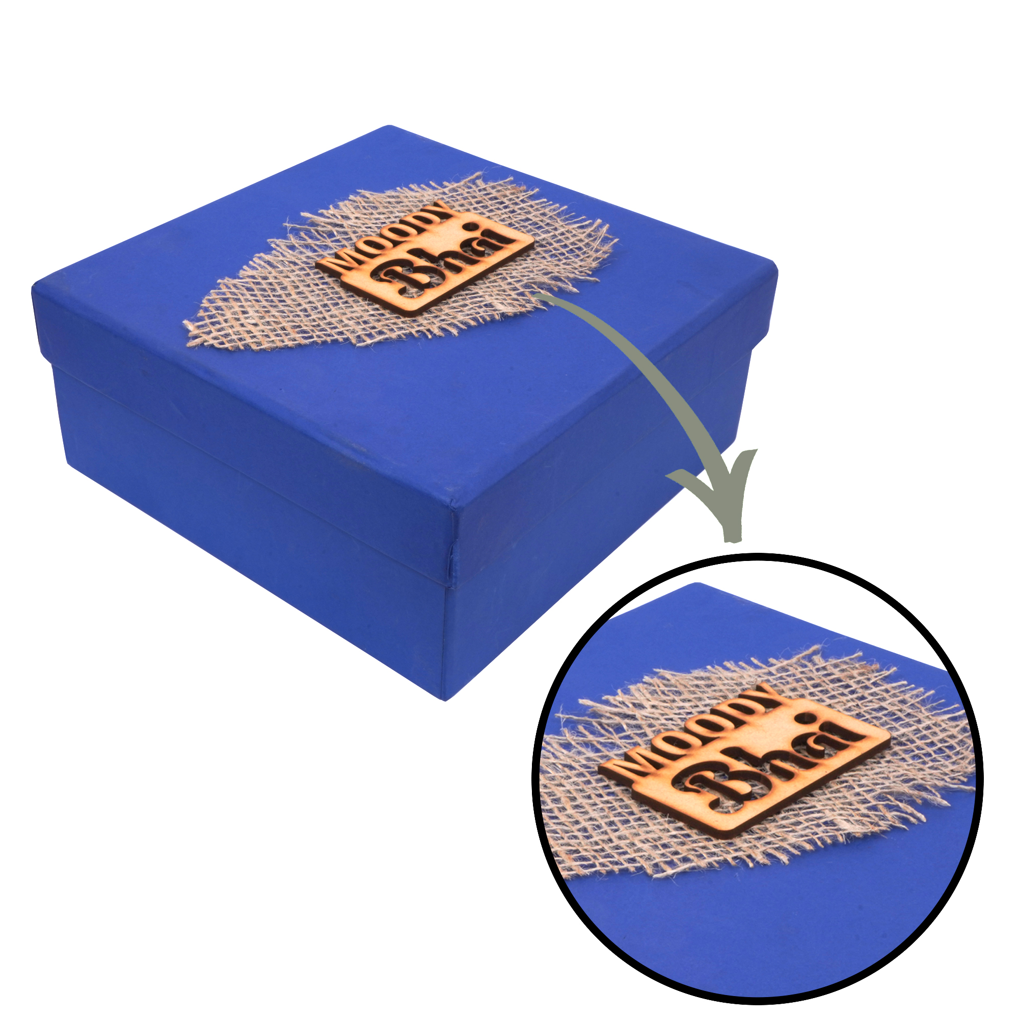 Blue Hamper Box with Assorted Wooden cut outs