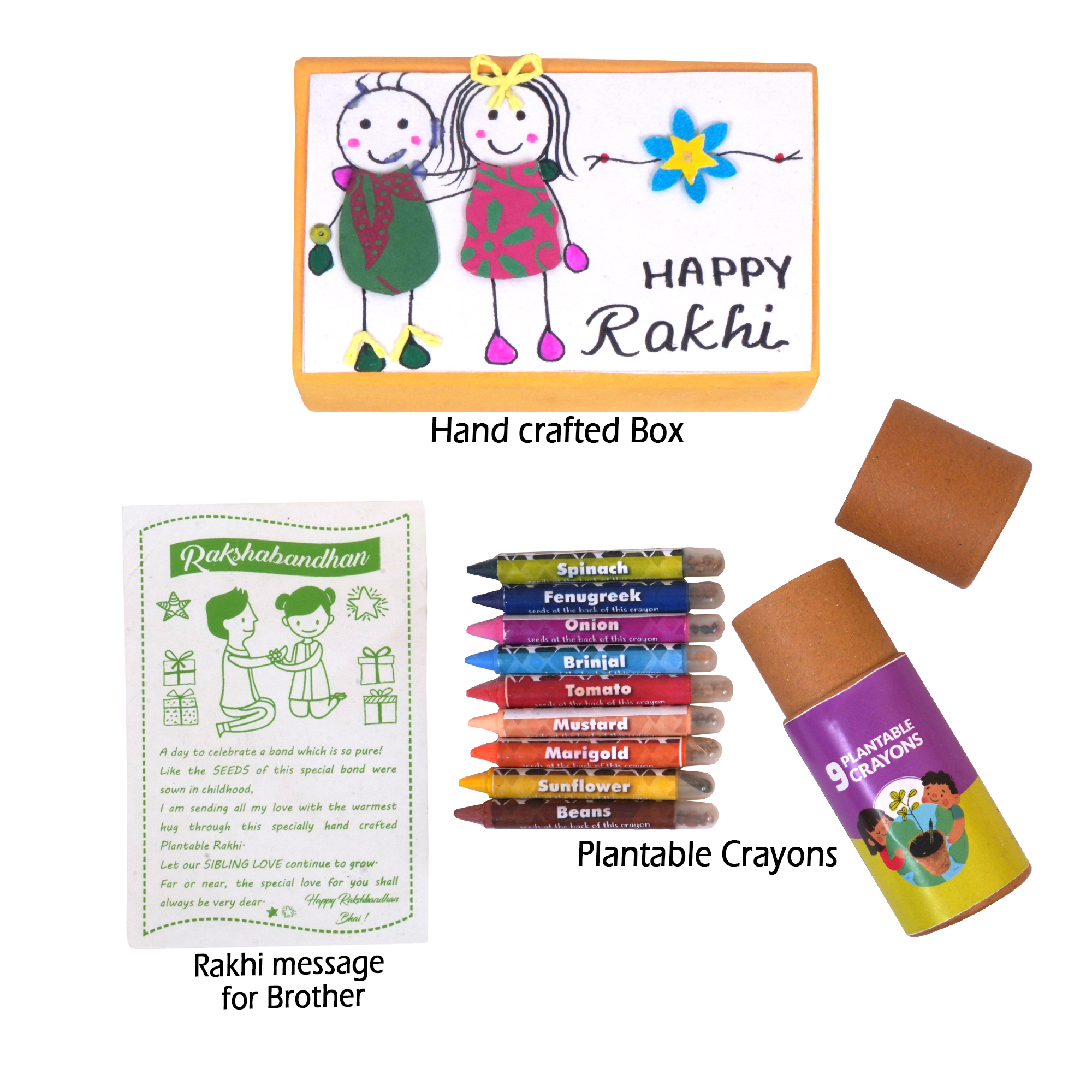 RAKHI theme match Box with Plantable Crayons