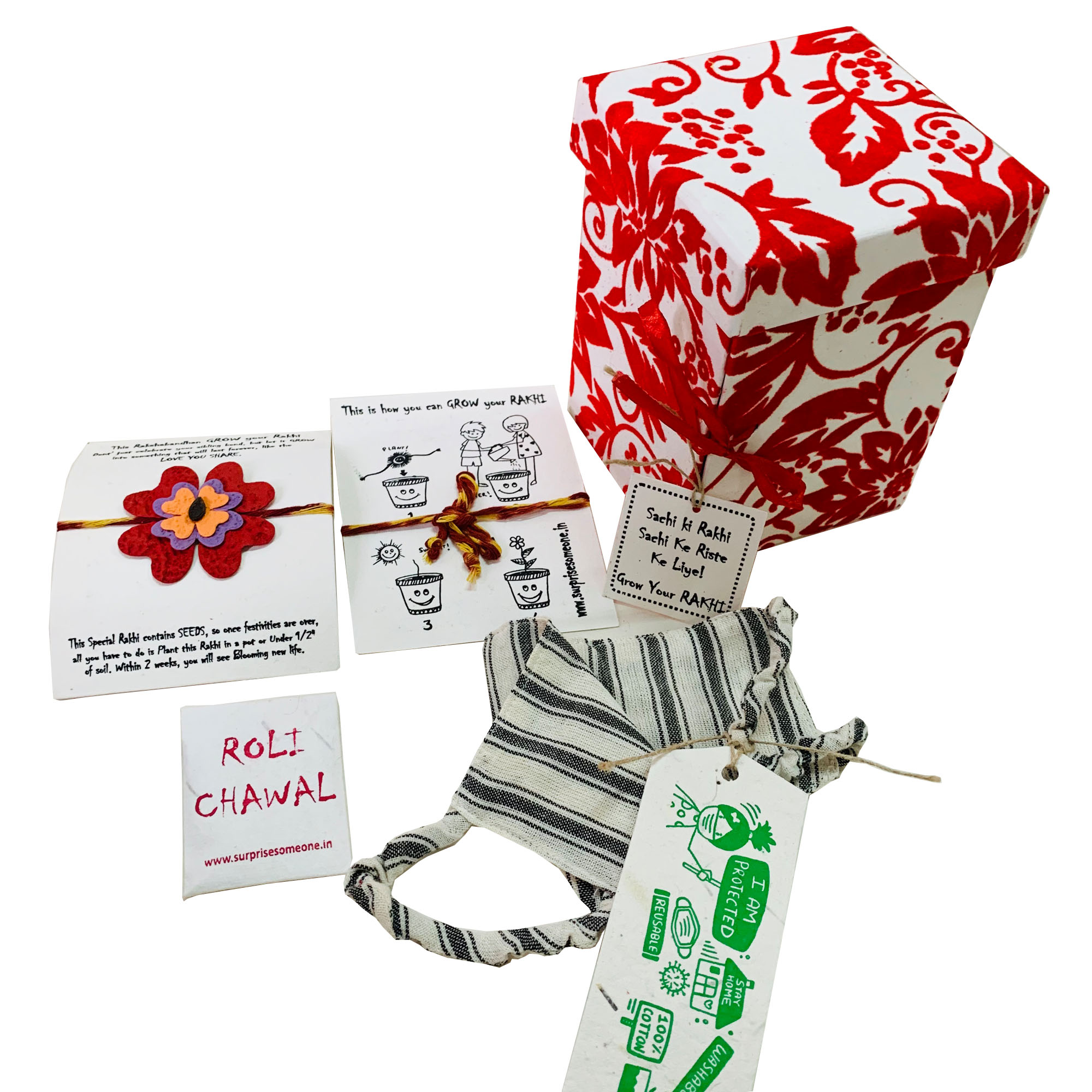 Red white Rack box with rakhi