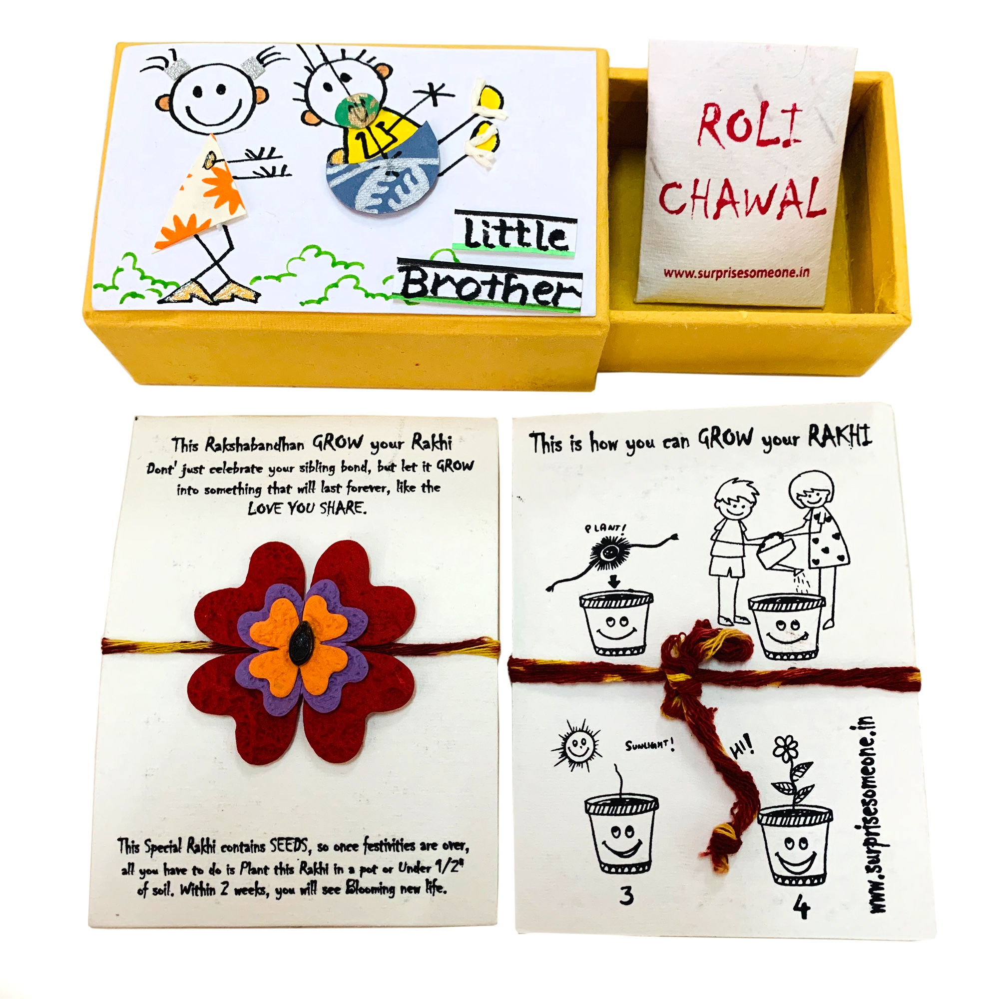Little Brother Plantable Eco Friendly Rakhi Match Box (5”x3”x1.5”)