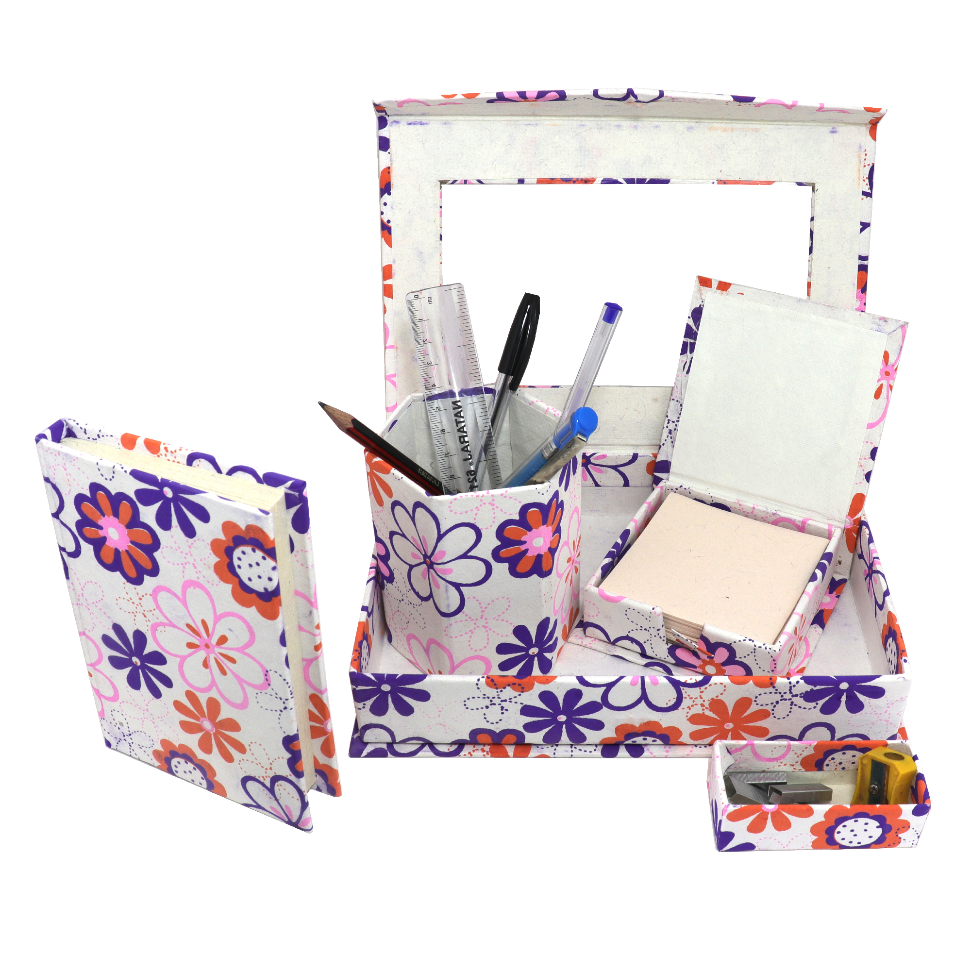 Flower print office organiser