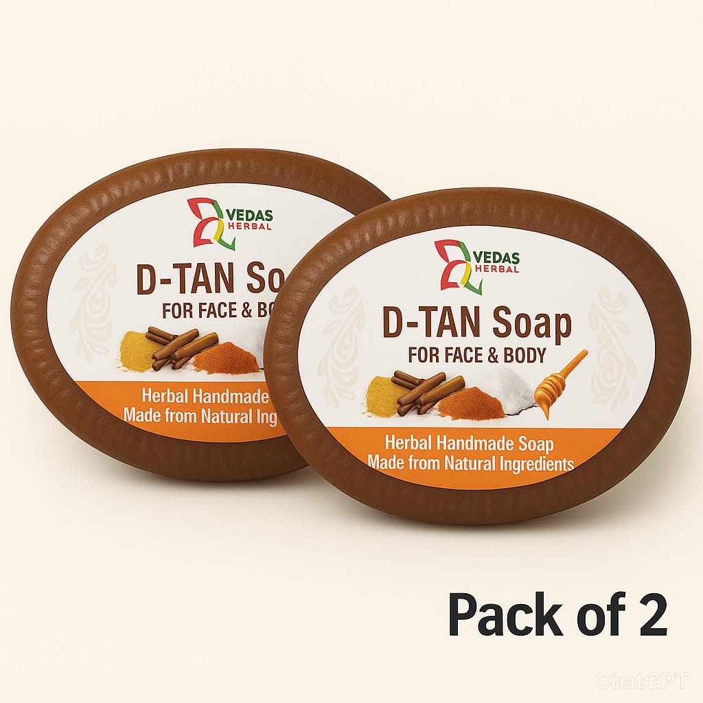 VEDAS HERBALS 100% Herbal Handmade D'Tan Soap  90g to 100g Pack Of 2