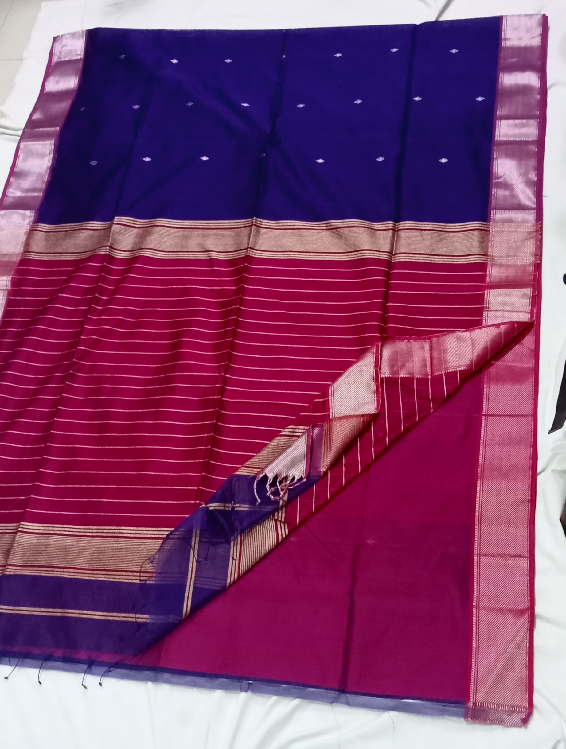 Maheshwari Handloom Silk-Cotton Designer Sarees