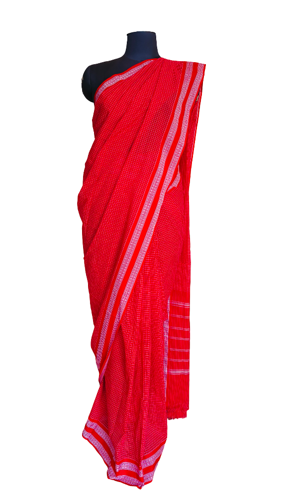 Goan kunbi saree handwoven-Red