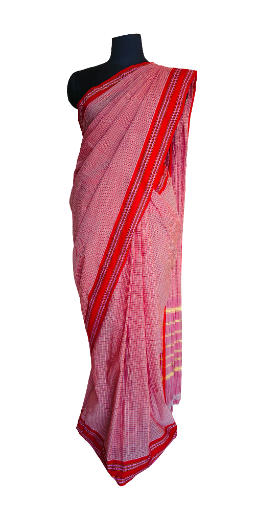 Goan kunbi saree handwoven-Pink