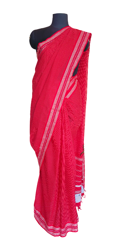 Designer Goan kunbi saree handwoven-Red