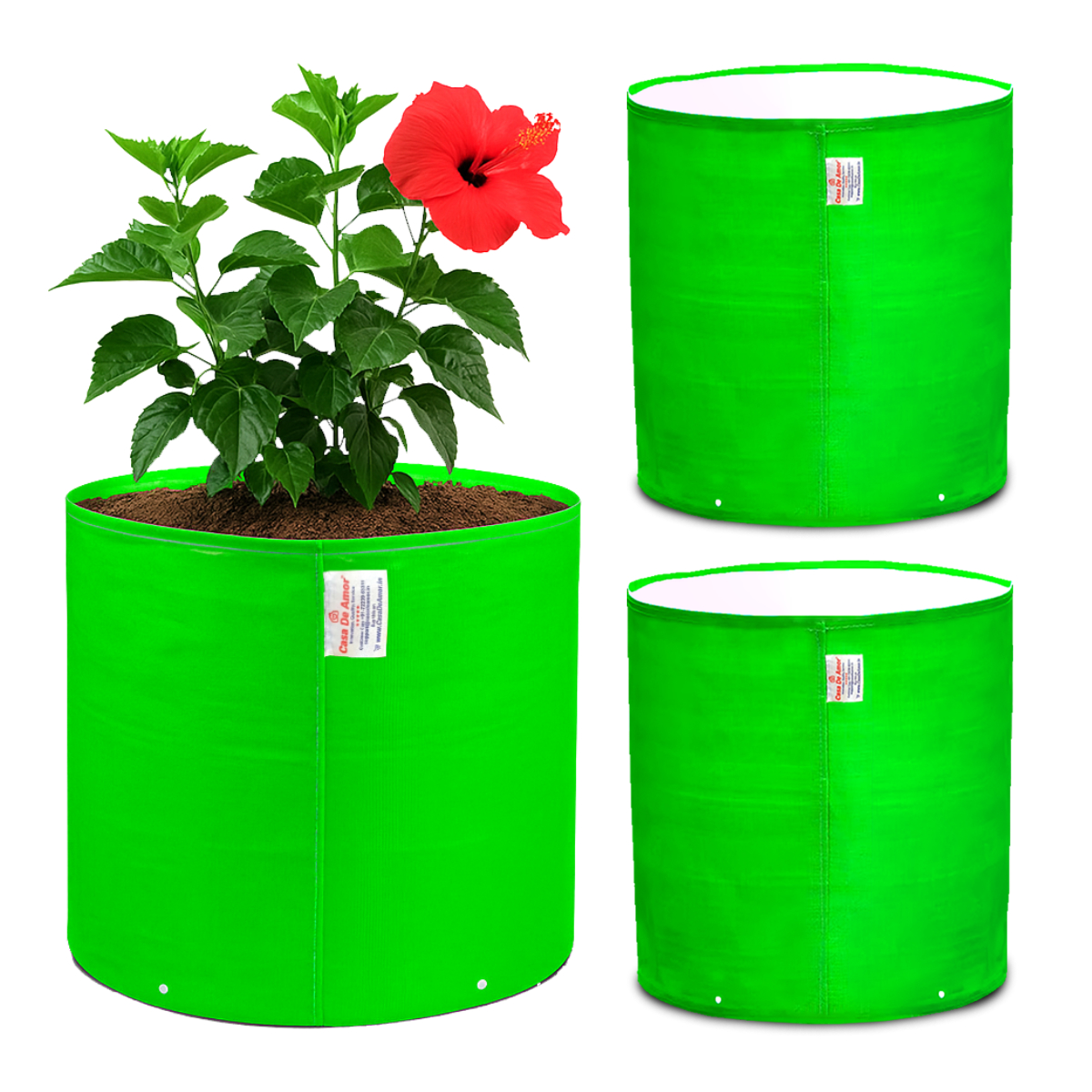 Premium 15x15 Inches HDPE Pack of 3 UV Protected 260 GSM Round Plant Grow Bags Suitable for Terrace and Vegetable Gardening