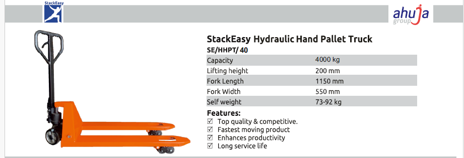 StackEasy Hand Pallet Truck