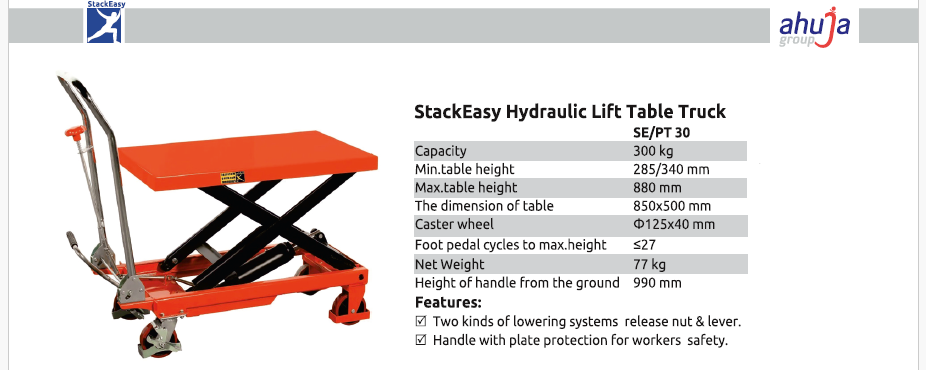 StackEasy Hydraulic Lift Table Truck