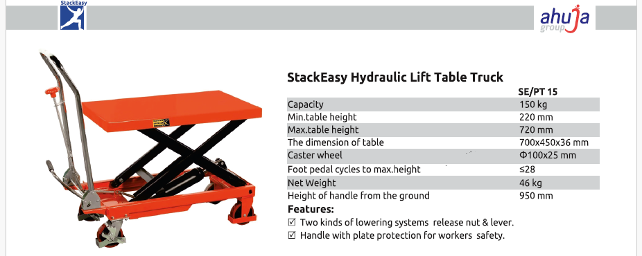 StackEasy Hydraulic Lift Table Truck