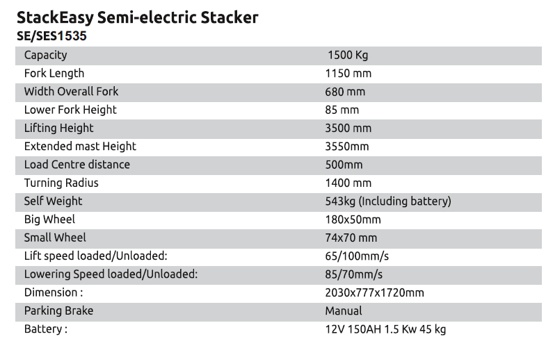 StackEasy Semi-Electric Stacker