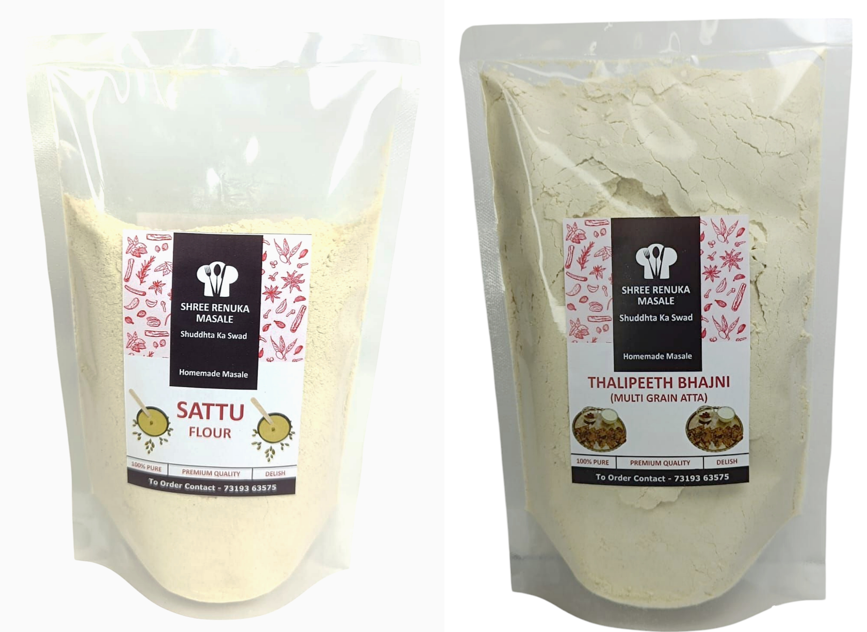 Homemade Chana Sattu Flour, 250gm & Thalipith Bhajani Flour Healthy Multigrain Atta, 250gm | Combo