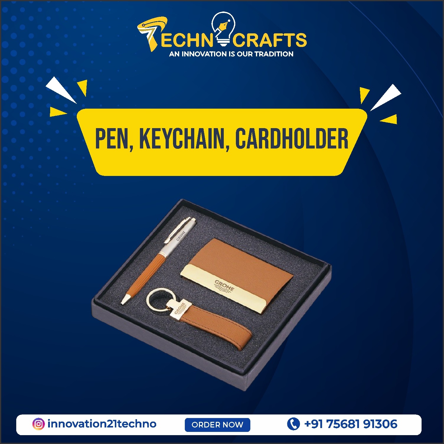 Customized Pen, Keychain, and Cardholder Set