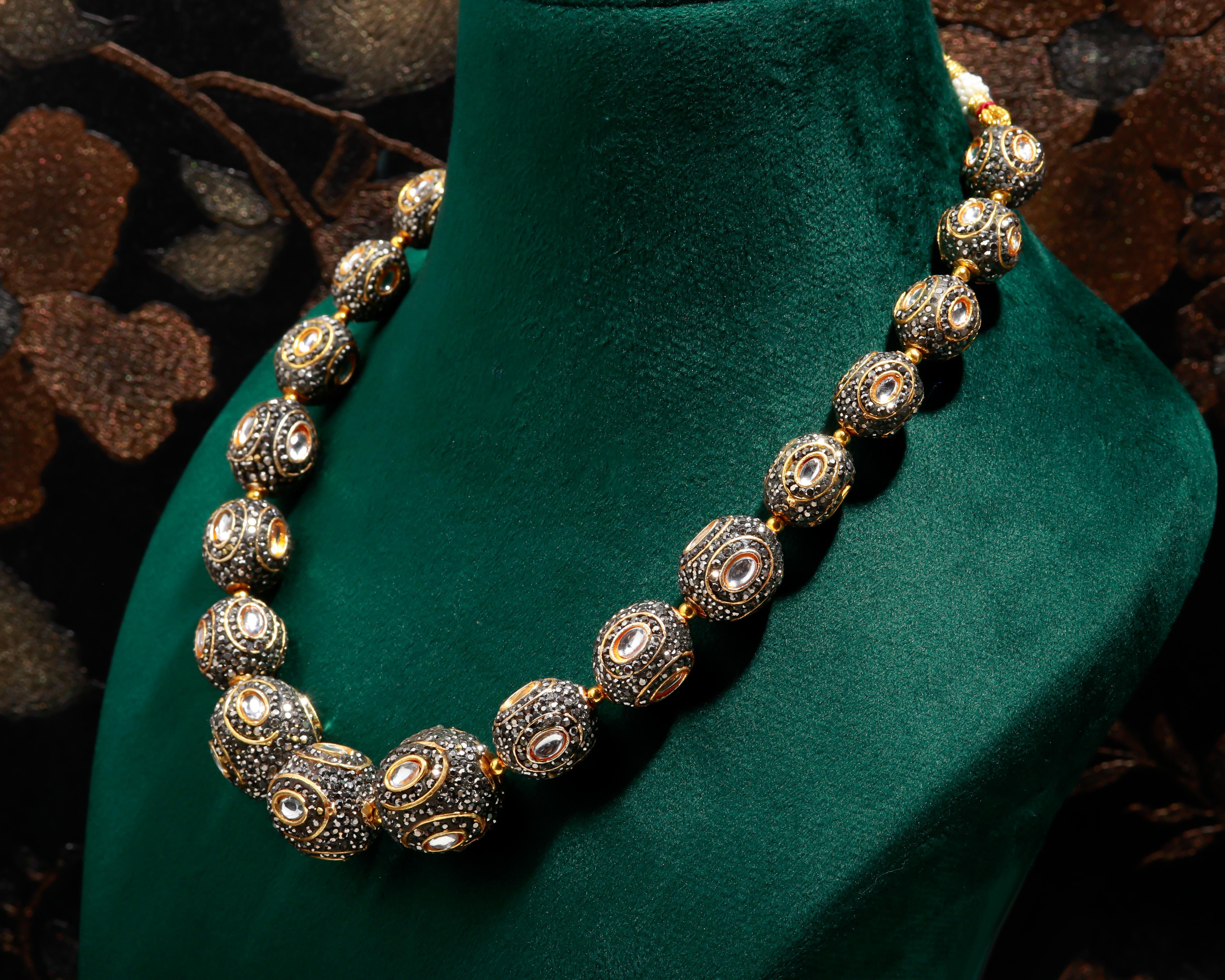kundan with red,blue,green stones mala