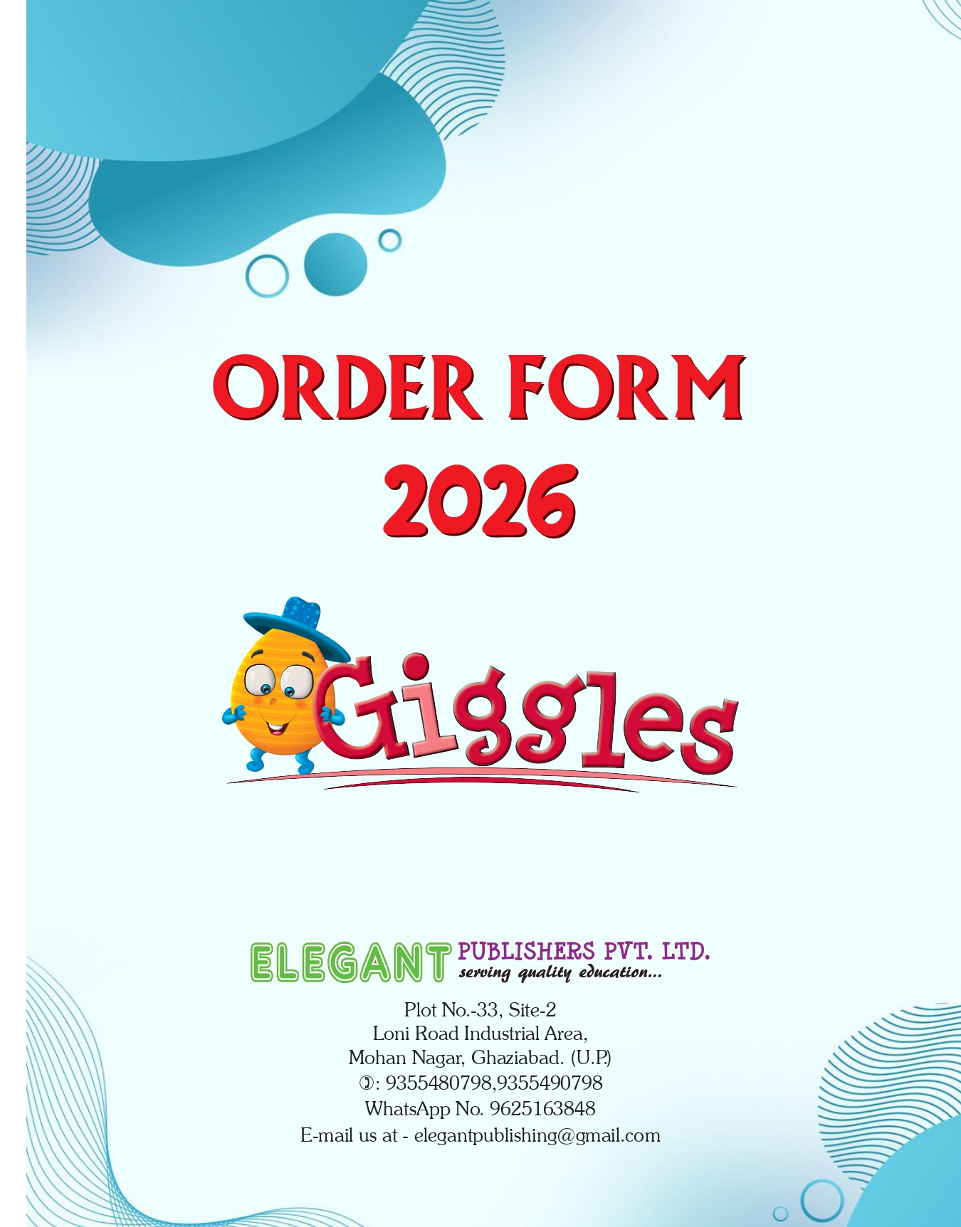Children's Books Order Form for Classes Play to 8 | Giggles Series by Elegant Publishers