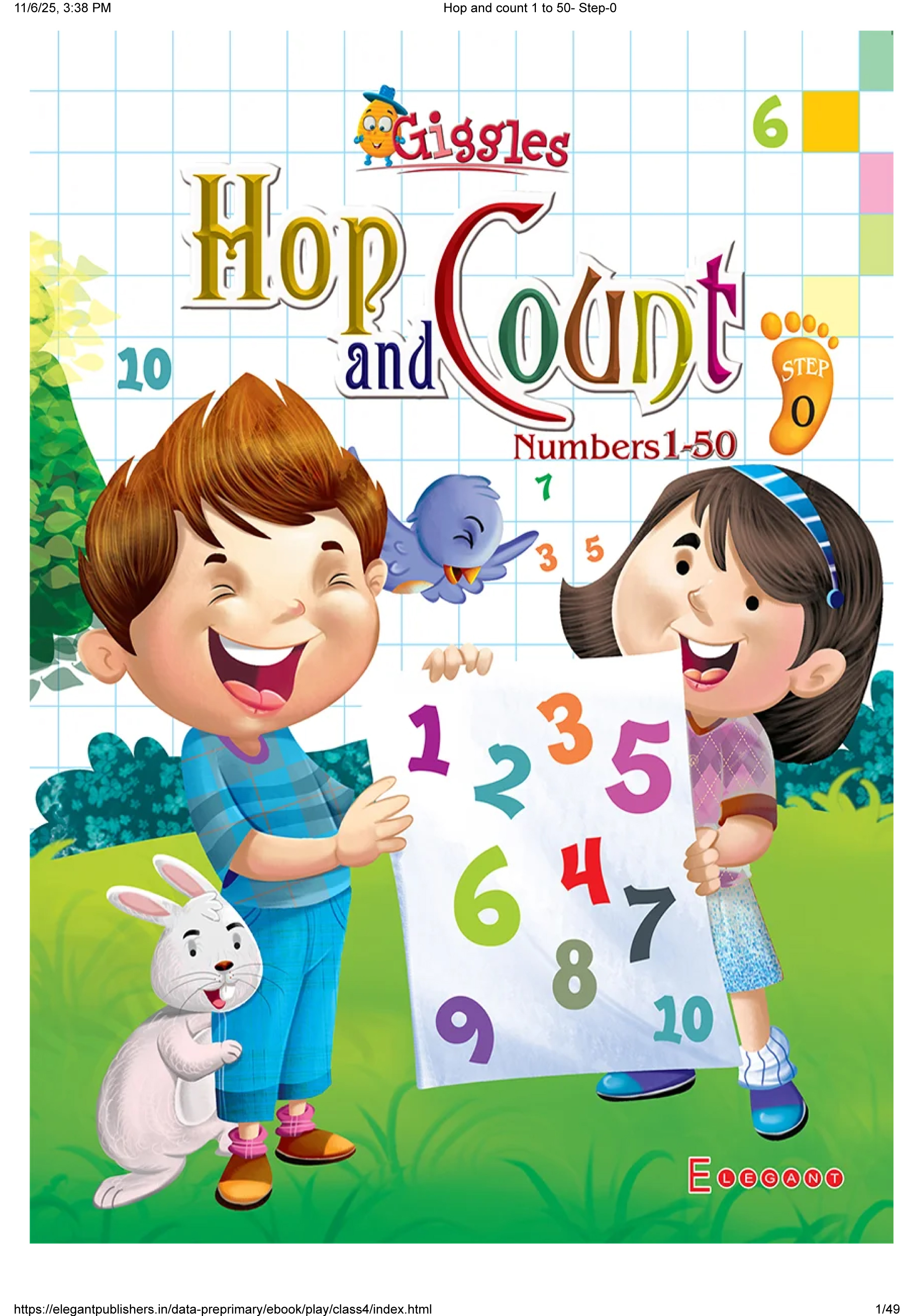 Hop and Count 1-50 – Math Learning Book for Playgroup Kids | Fun Early Learning Book | Giggles Series by Elegant Publishers