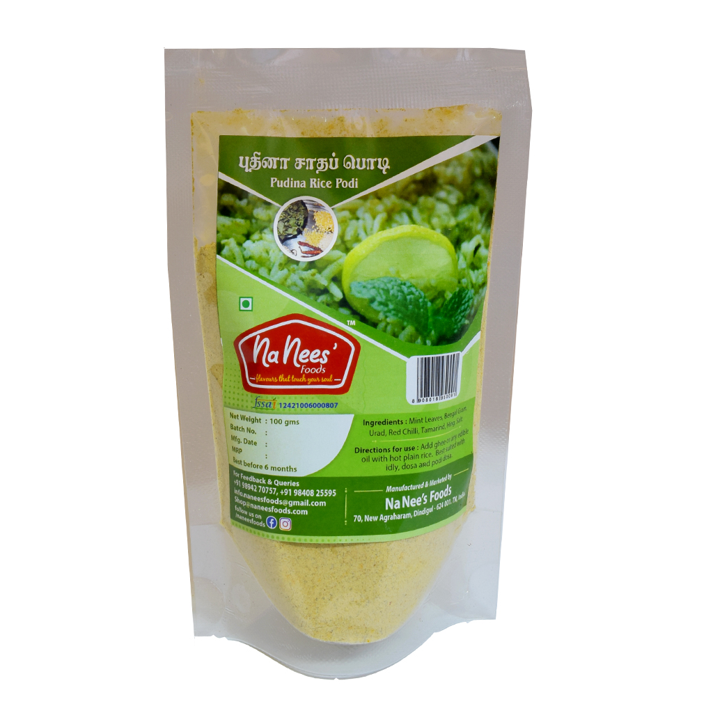 Mint Leaves/Puthina Rice Powder | Mint Leave Dhal Powder | Instant Rice Mix | Healthy Rice Dhal Powder | 100 g Pack