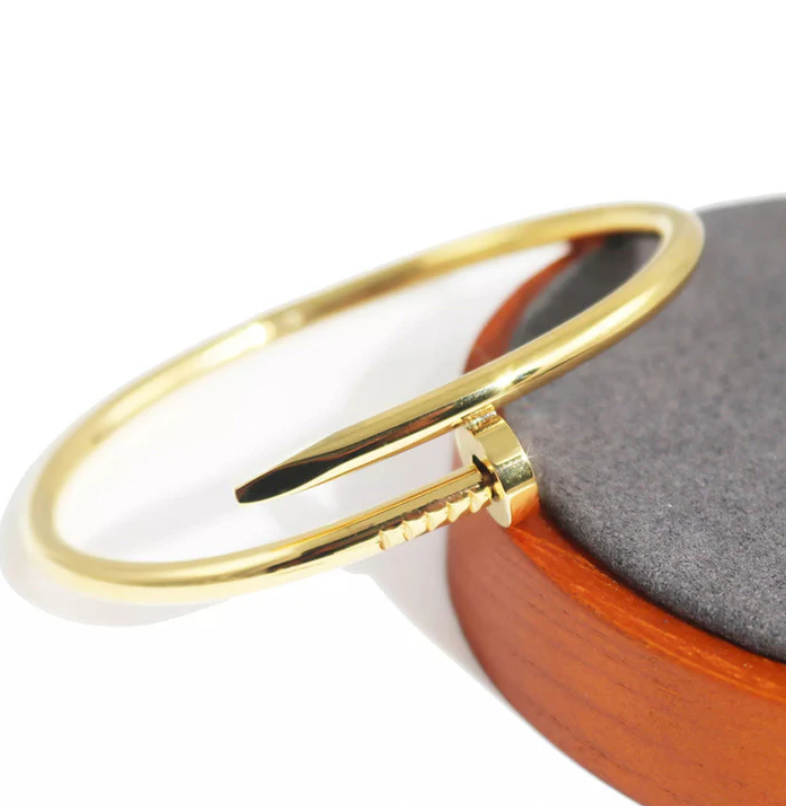 Stainless Steel Gold Plated Stainless Steel Anti Tarnish Nail Bracelet For Women