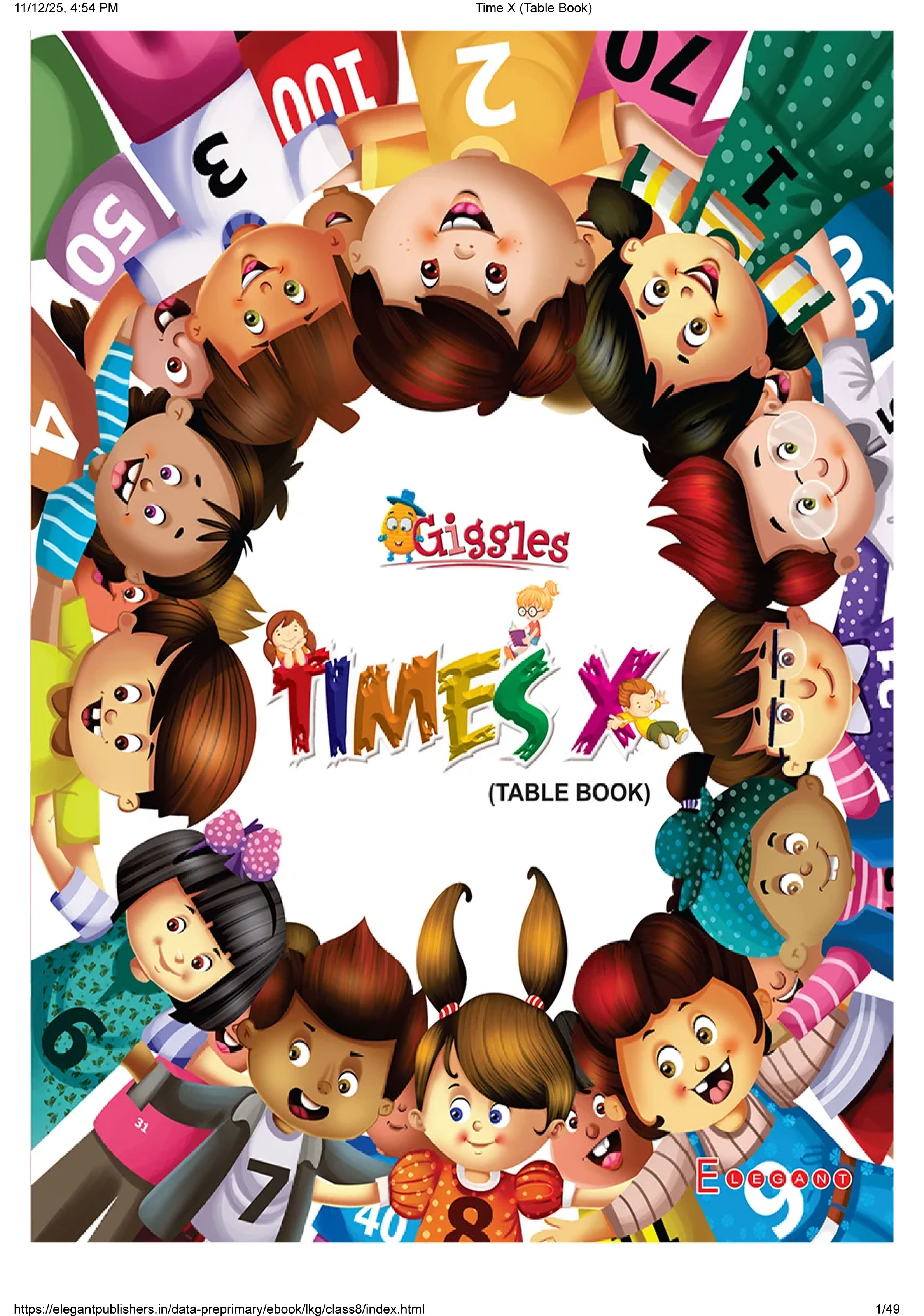 TIMES X – Table Book for LKG Kid's | Fun Early Math Learning Book by Elegant Publishers