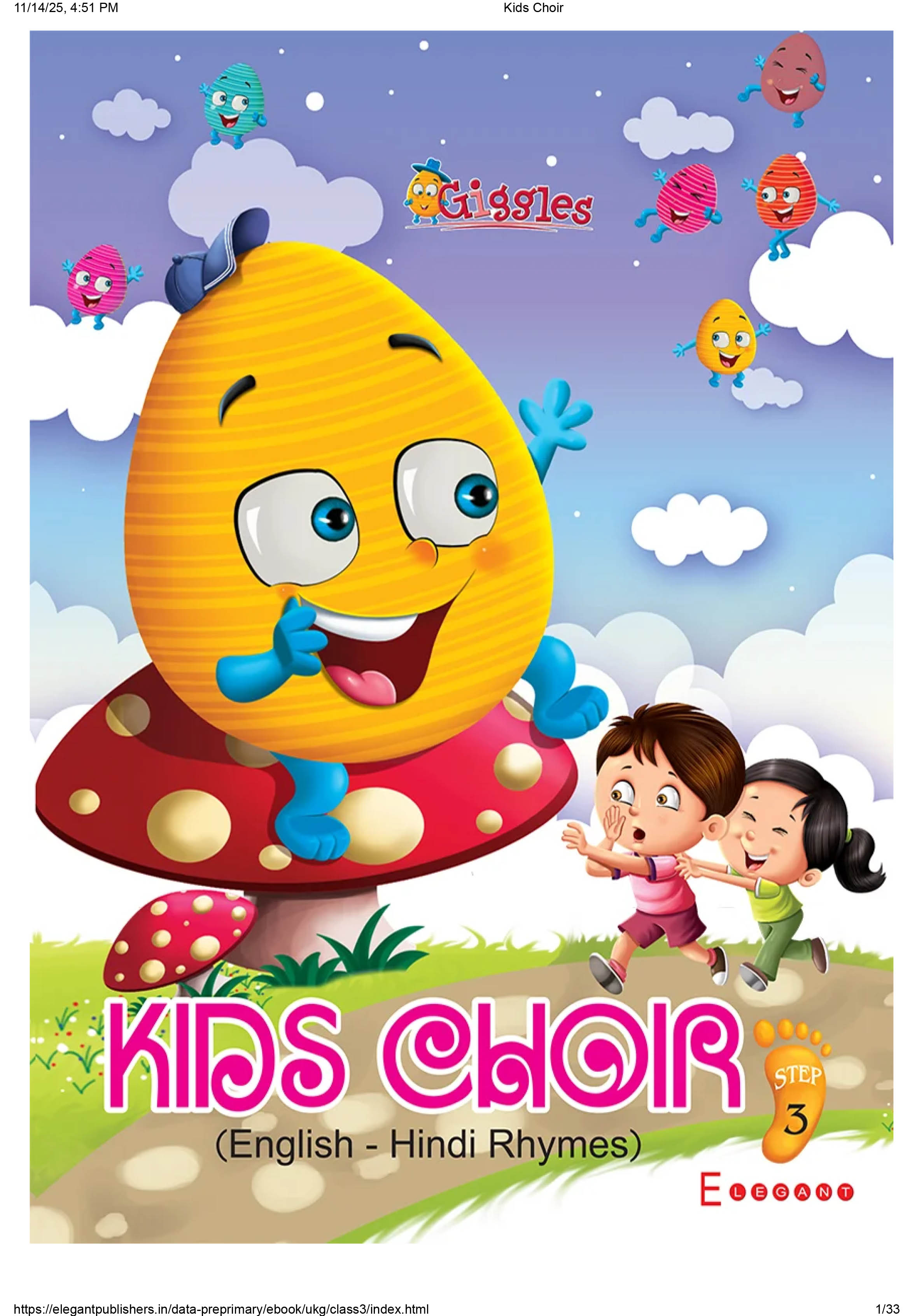 Kids Choir – English & Hindi Rhymes for UKG Kids | Fun Songs, Rhymes & Early Language Skills Book by Elegant Publishers