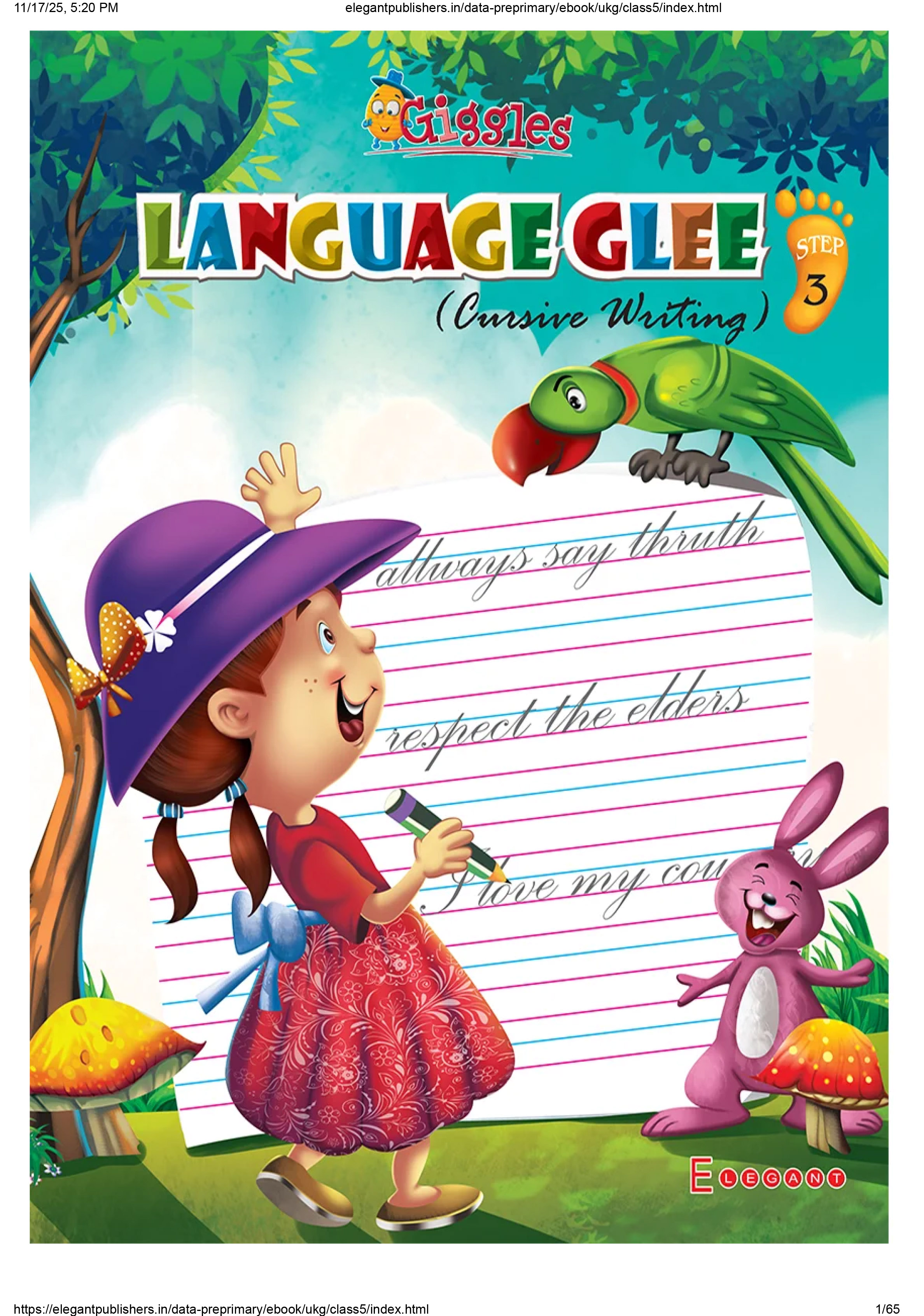 Language Glee – Cursive Writing Book for UKG Kids | Fun A–Z Practice & Early Handwriting Development by Elegant Publishers