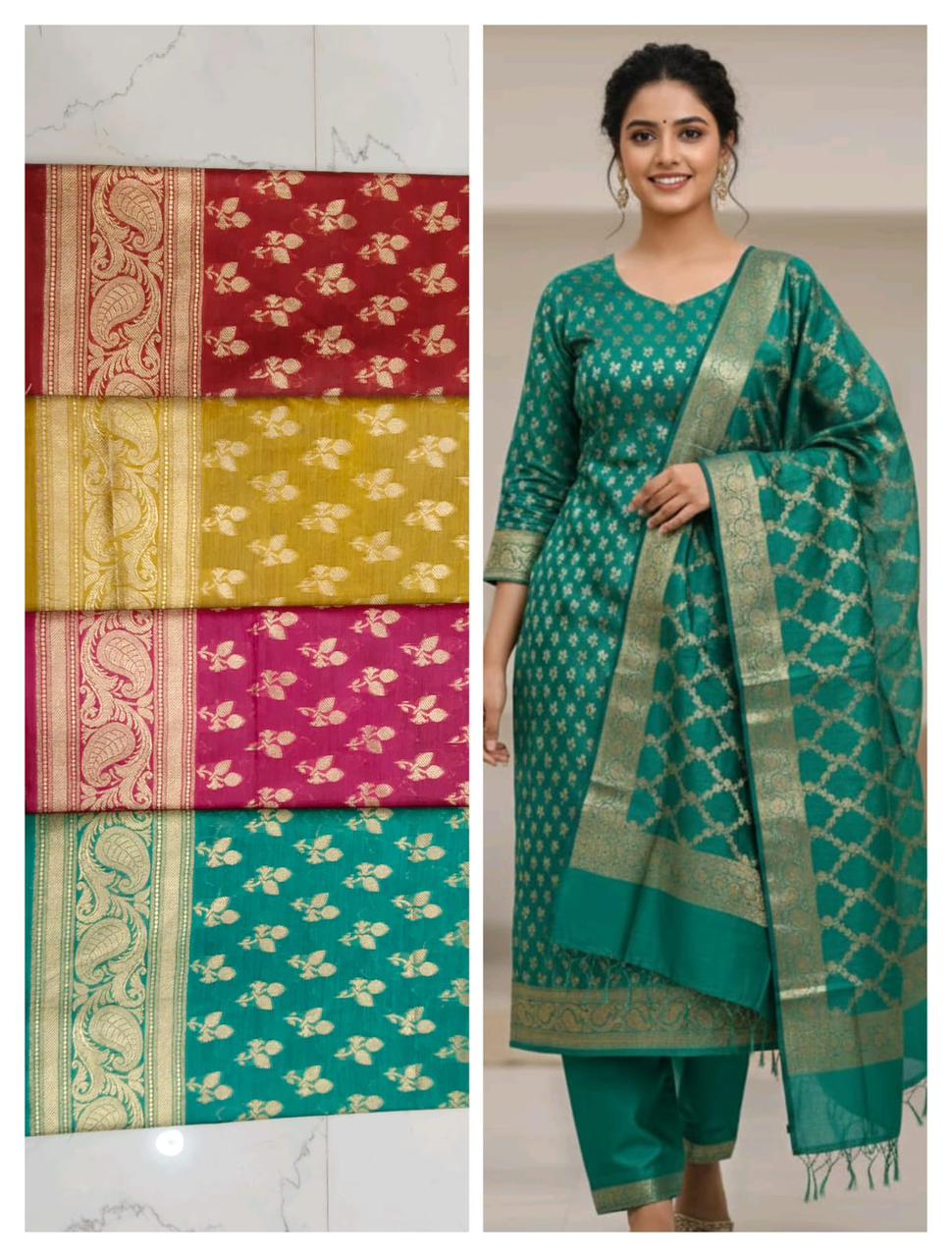 Unstitched  Banarasi Cotton Suit