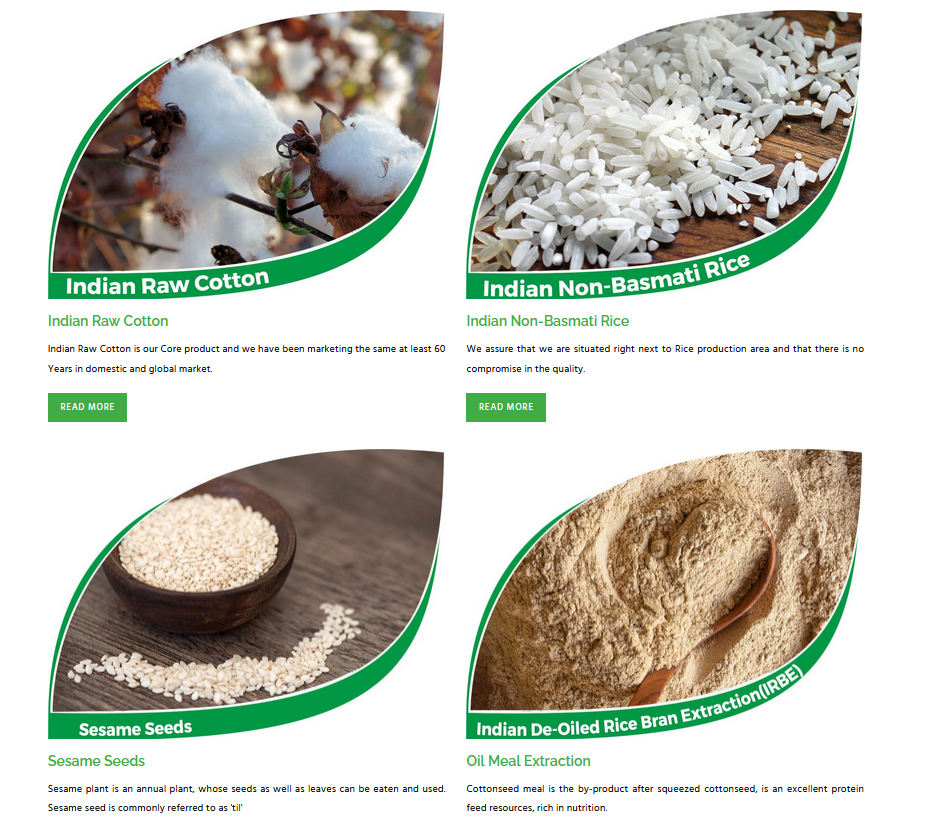 Indian Raw Cotton,Indian Non-Basmati Rice,Sesame Seeds and Oil Meal Extraction