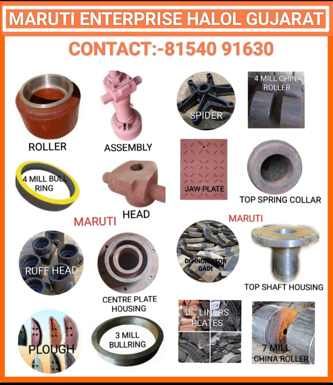 Industrial Mill, Crusher & Pulverizer Spare Parts