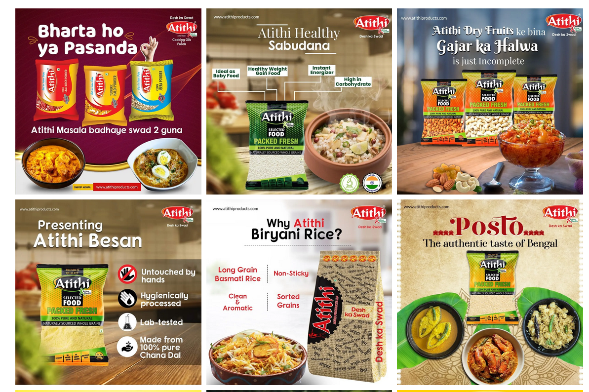   suji to soya chunks ,edible oil brand, shiv shankar kachi ghani and then atithi refined soyabean oil