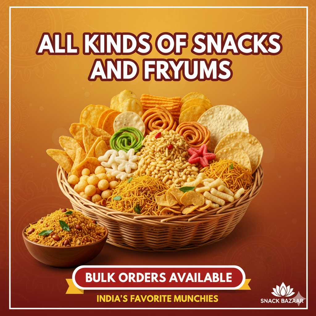 Mfg of All kind of snacks and fryums in 5rs pack under brand name - Mohan
