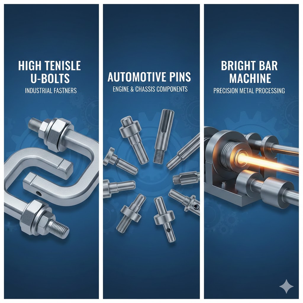 supplying & trading of High tensile u bolts, automtive pin, bright bar machine etc.