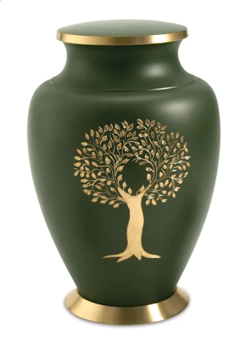 Tree Engraved Brass Urn