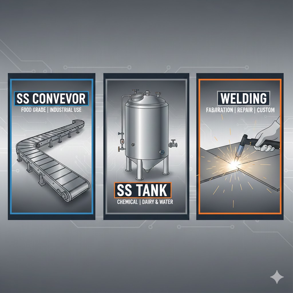  Ss Conveyor, Ss Tank, Welding 