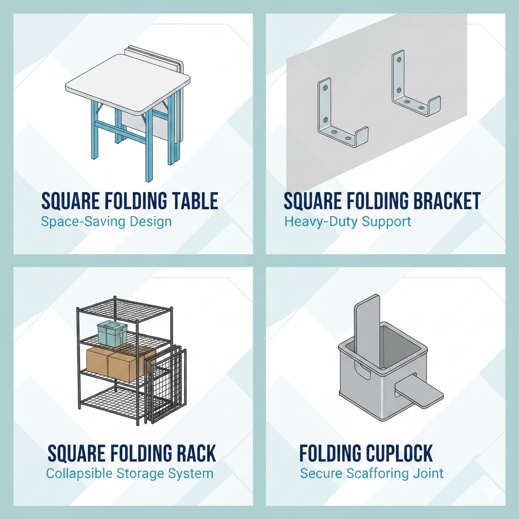  Square folding table, square folding bracket & square folding rack, folding cuplock.
