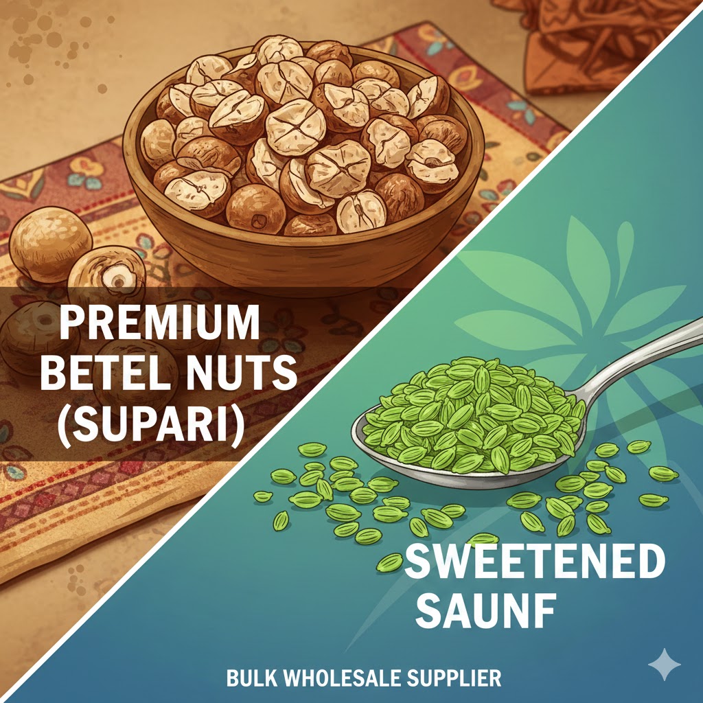  food products, including betel nuts (supari) and saunf. 
