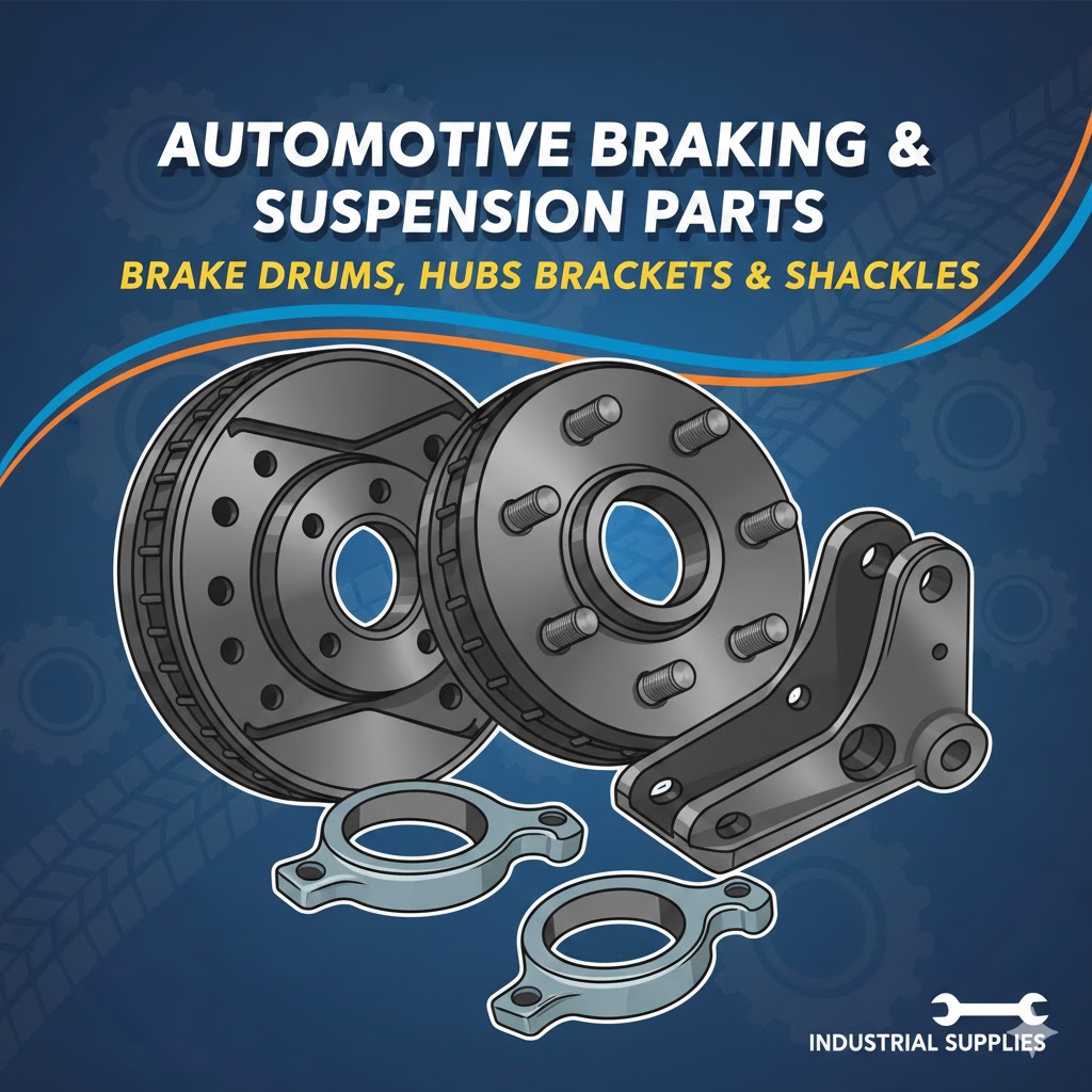 Brake drums, hubs, brackets and shackles etc.