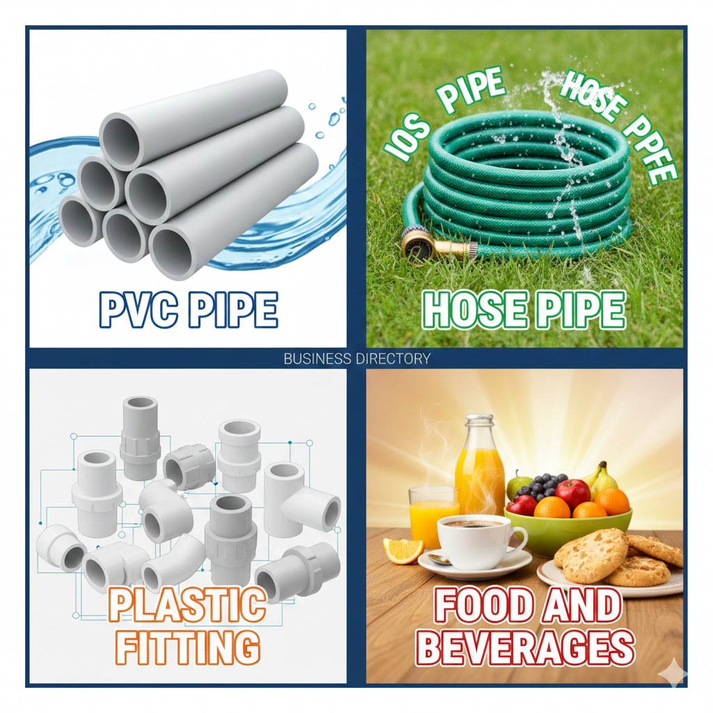  pvc pipe, hose pipe, plastic fitting & food and beverages