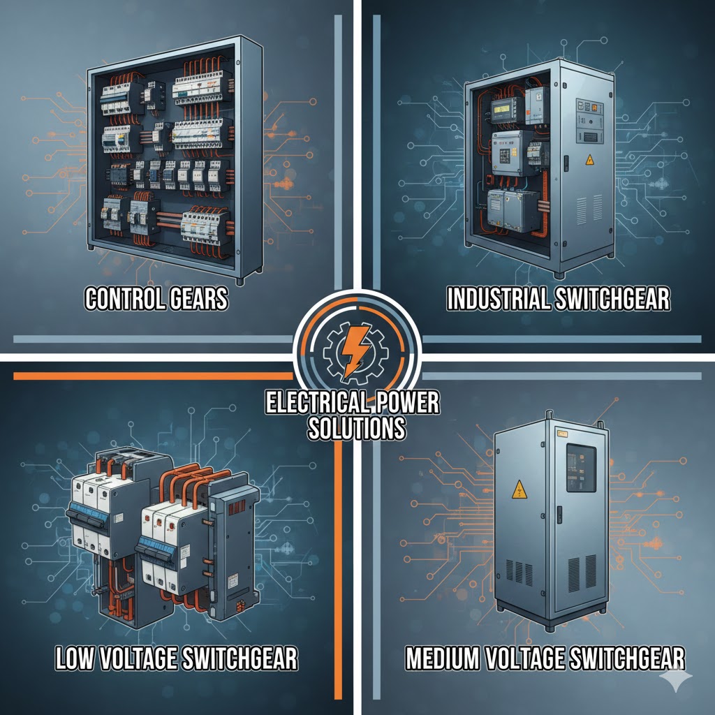 range of control gears, industrial switchgear, low voltage switchgear, medium voltage switchgear, switchgears & electrical panels 