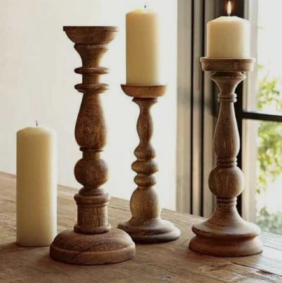 Wooden Handicraft Candle & Candle Holder