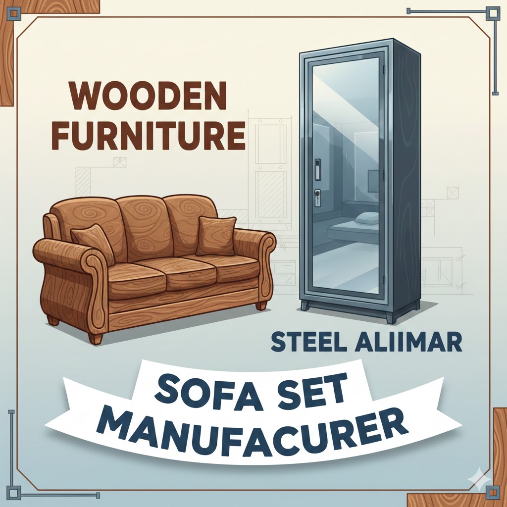 Manufacturer of wooden furniture, sofa set & steel almirah