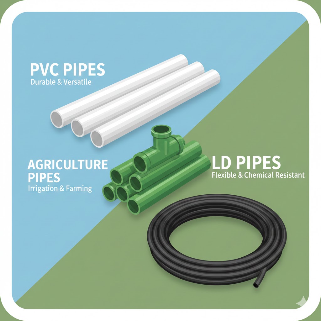 Pvc pipes, ld pipes, agriculture pipes etc