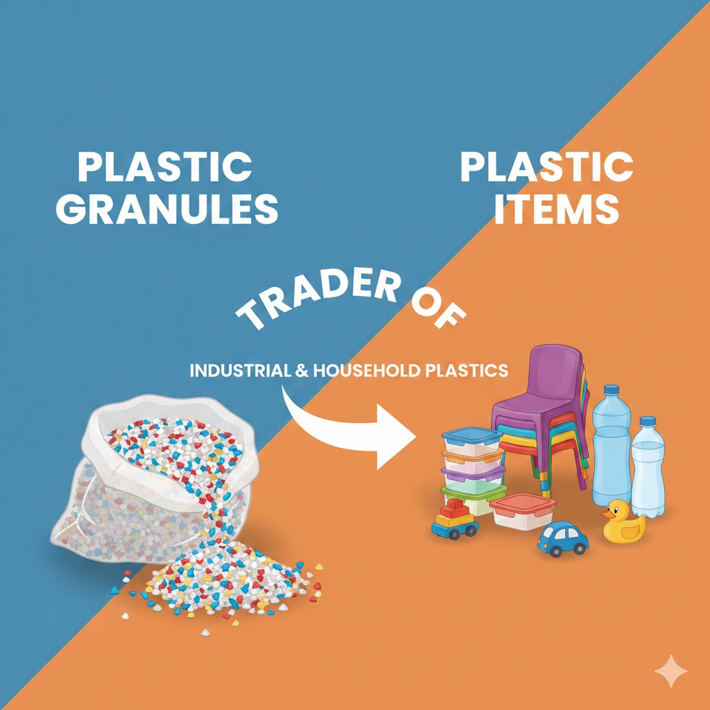 Trader of plastic items, plastic granules etc.