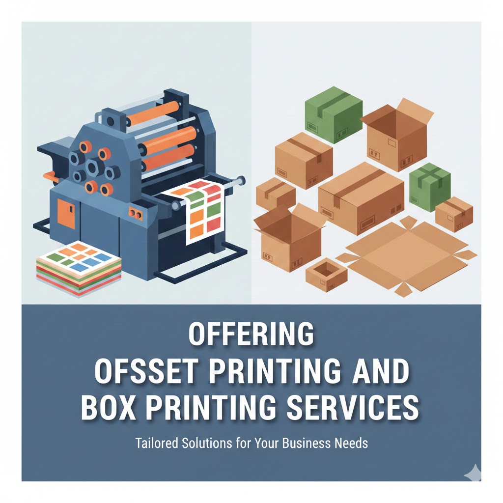 Offering offset printing and box printing services.