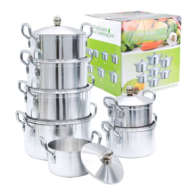  Articles of aluminium for kitchen, household, (pots, pans, plates, bowls, trays,)