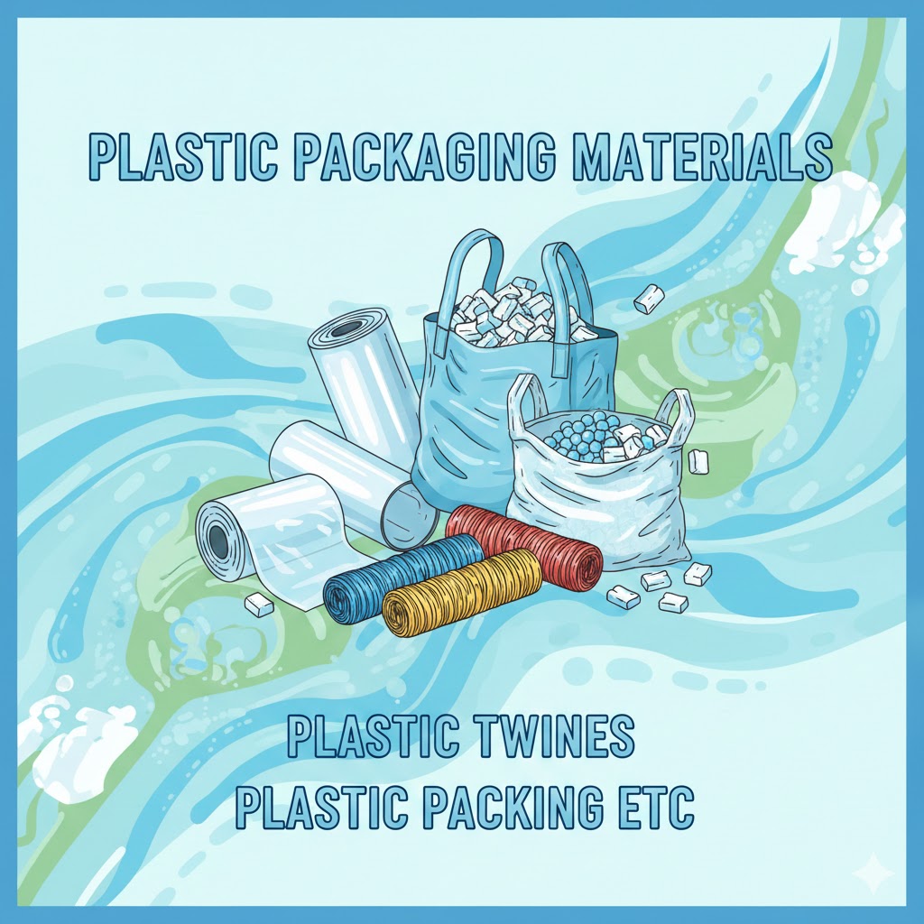 Plastic packaging materials, plastic twines, plastic packing etc. 