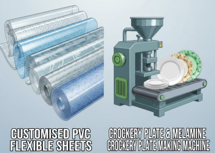 customised pvc flexible sheets, crockery plate & melamine crockery plate making machine