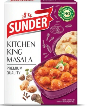 spices like turmeric powder, Kashmiri chili powder, and kasoori methi powder. ​