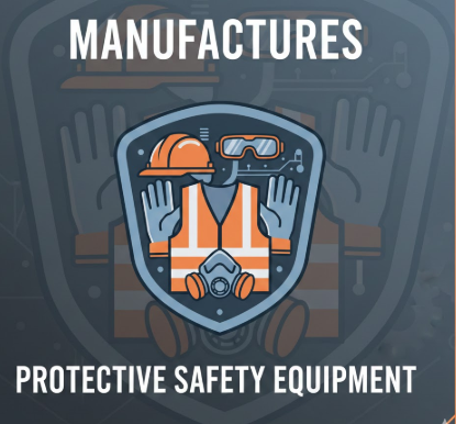 protective safety equipment, including fire-resistant clothing, linemen’s safety belts, plastic hard hats, fire-fighting suits, metal safety headgear, gas masks, and fire extinguishers along with auto luminescent signages.