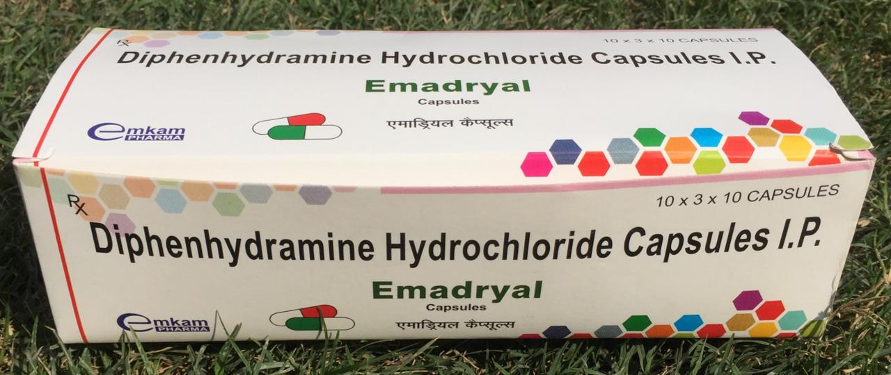 EMADRYAL CAPSULES (Diphenhydramine Hydrochloride Capsules I.P.)