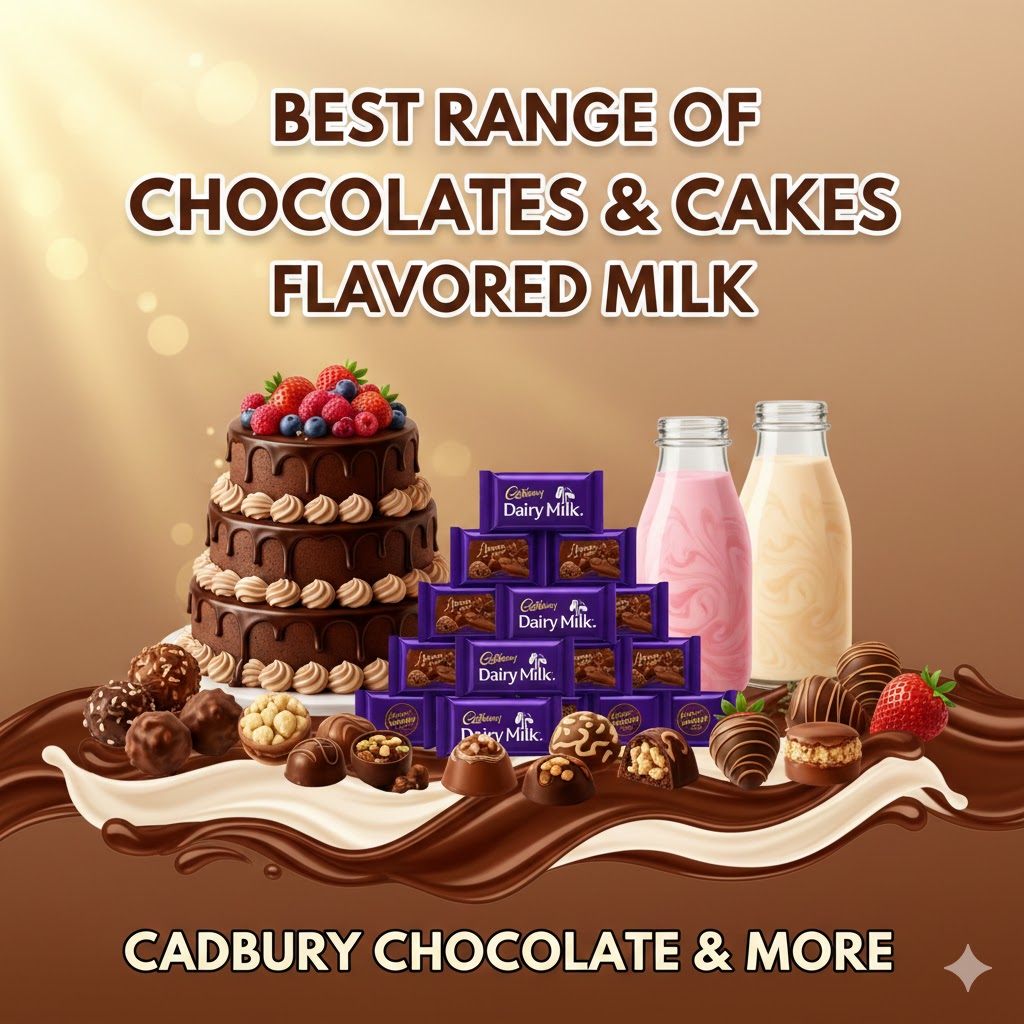 chocolates, cakes, flavored milk, cadbury chocolate & other products 